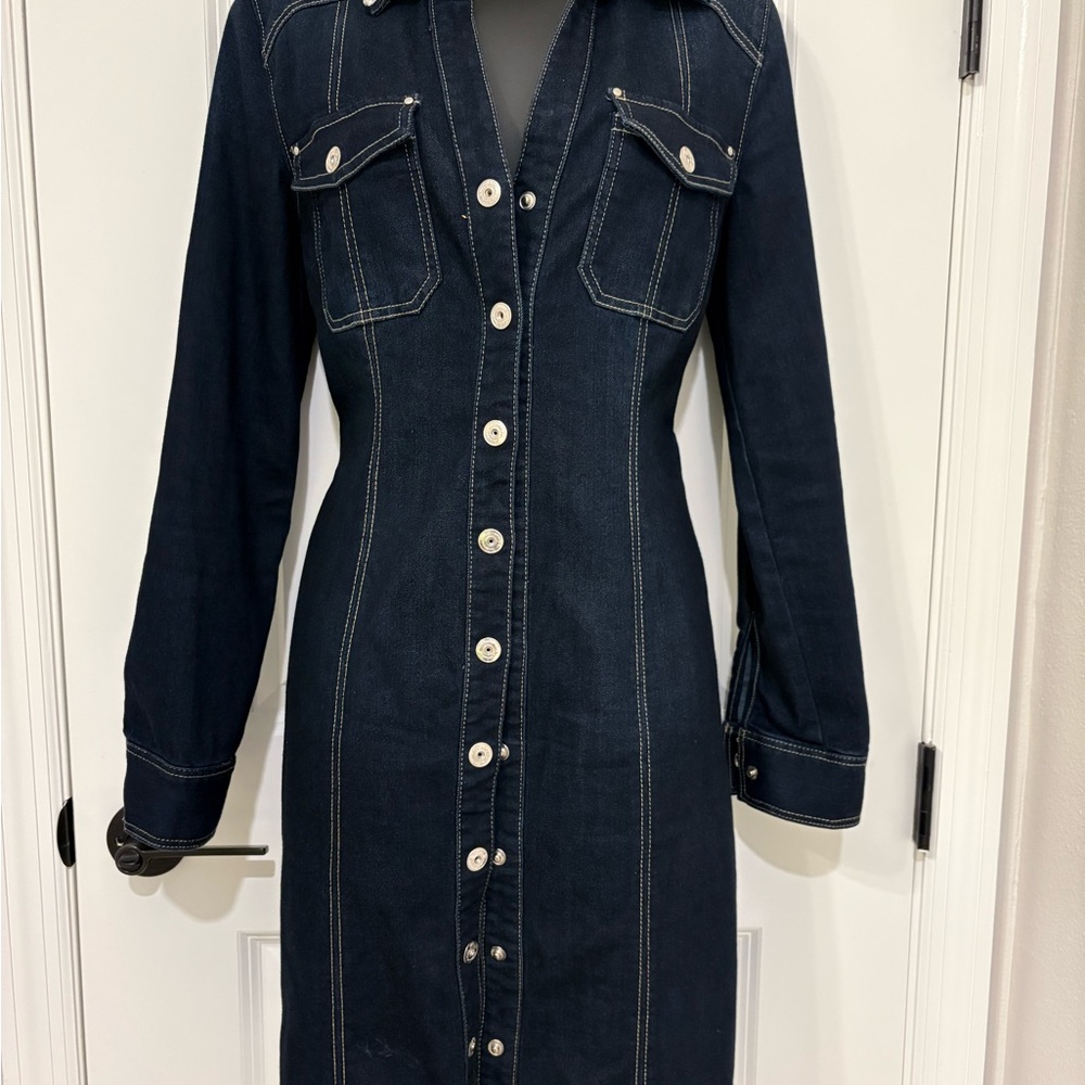 IN. Denim rhinestone Button-Down Dress